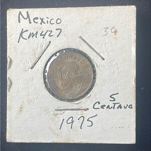 1975 Mexico 5 Centavos coin.
